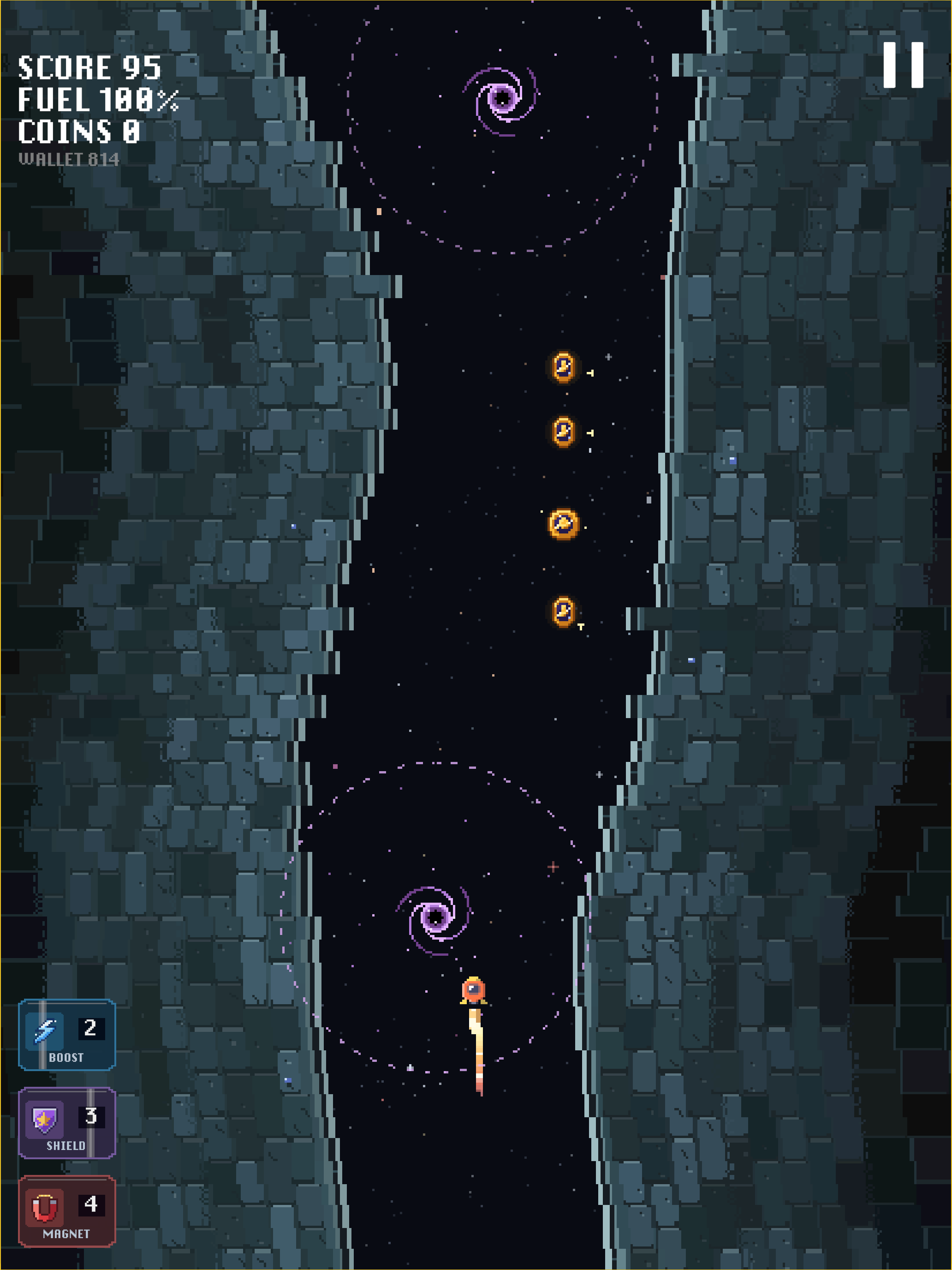 The Bubble rocket in the Ember skin flying between laser beams